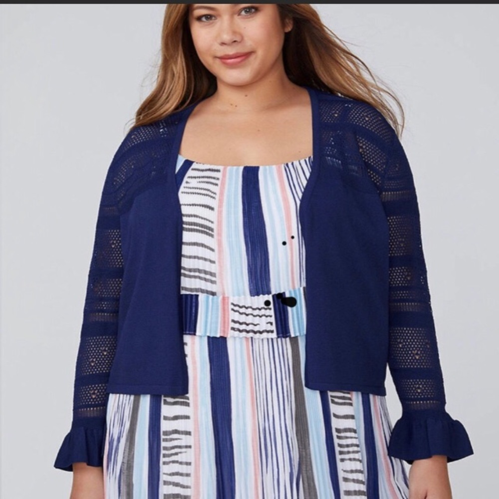 Pointelle Ruffle Sleeve Overpiece